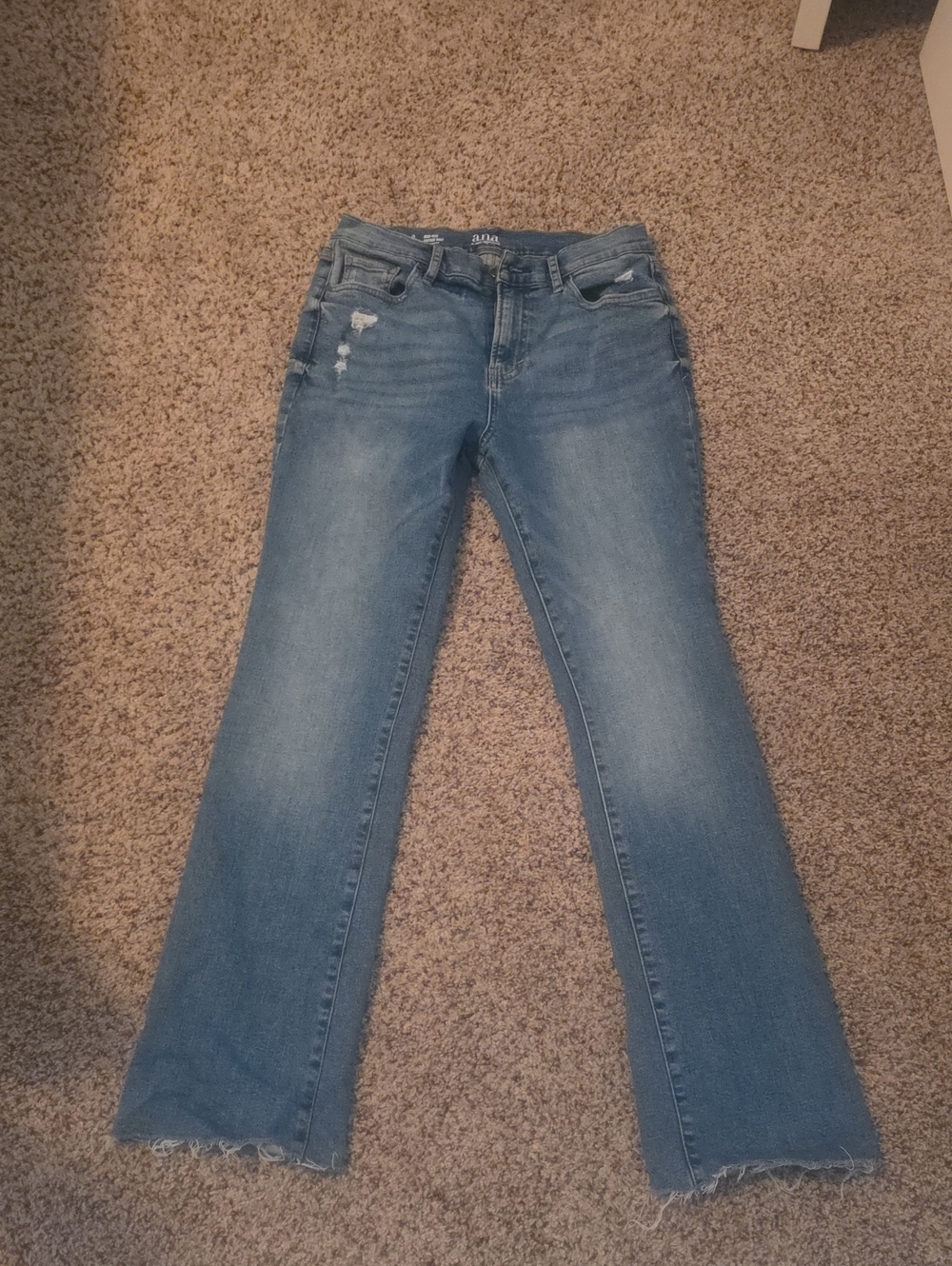 a.n.a Light Blue Flare Jeans with Frayed Hem